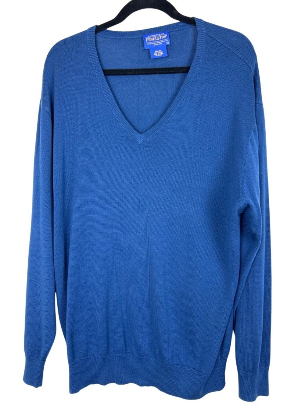 Vintage Pendleton V Neck Sweater Sz L Silk Cotton Blend Lightweight Knit